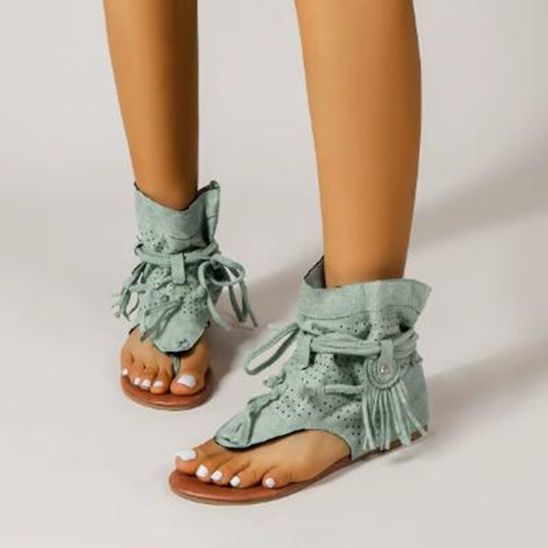 Vintage Fashion Female - 高級サンダル 2026 レトログラディエーターレディースクリップトゥヴィンテージブーツカジュアルタッセルローマファッション夏の女性の靴女性のための新しい