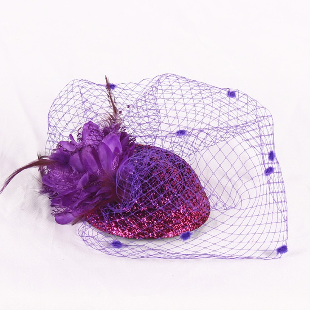 Vintage Fashion Hats - ファッションポリエステルブライダルフローラルベールフラワーフローラルベールヘッドウェアヴィンテージフォーマルハットパーティー