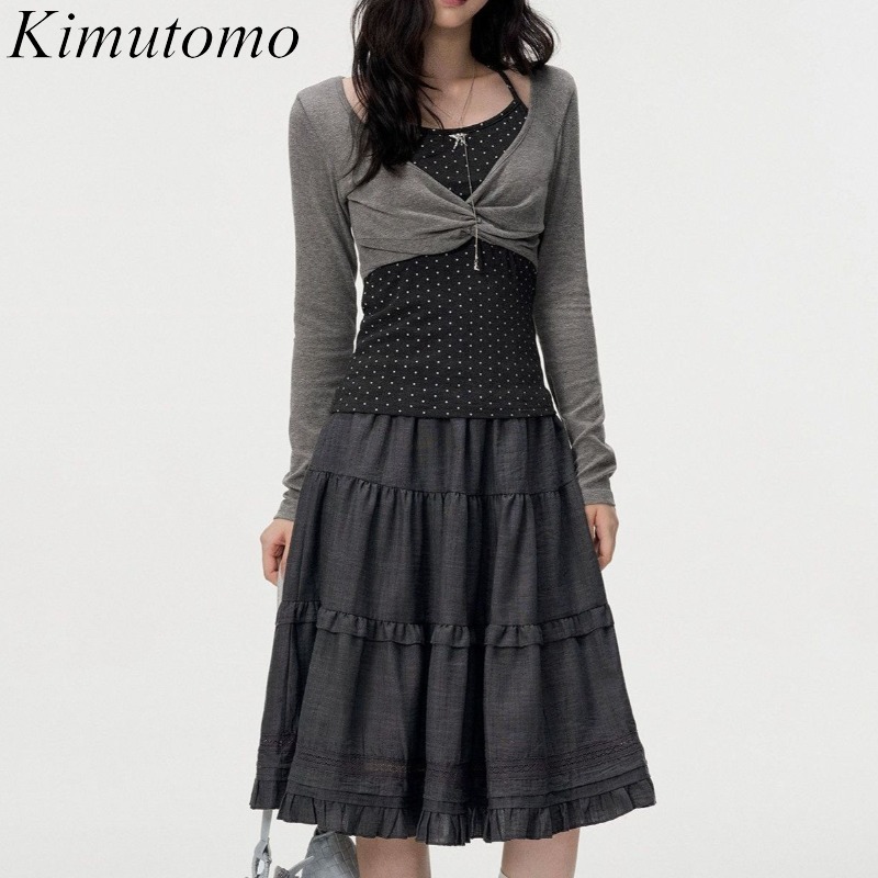 Vintage Fashion In 2026 - Kimutomo レディース Tシャツ 長袖 パッチワーク フェイクツーピース
