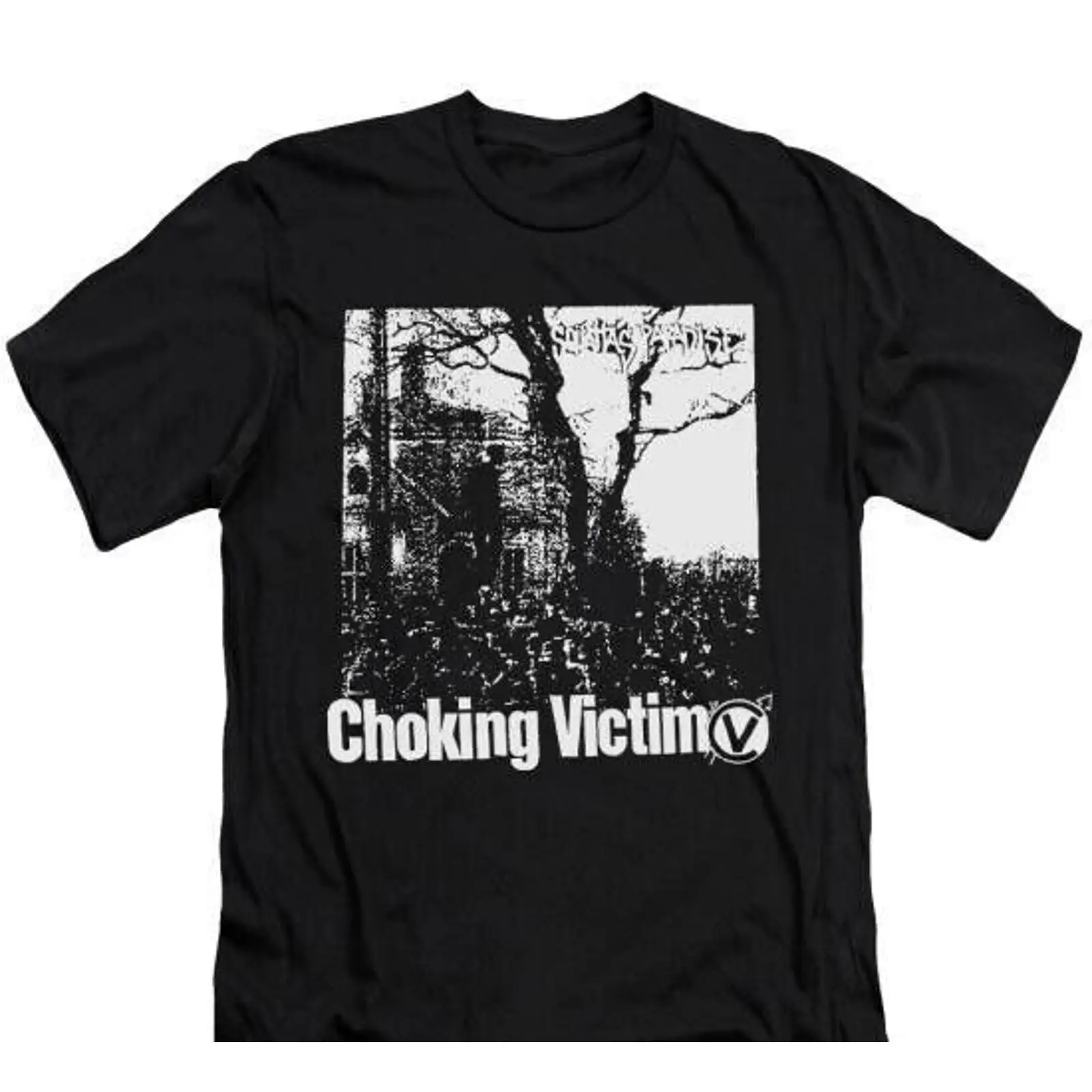 Vintage Fashion Victim Shirt - 窒息被害者 スクワタス パラダイス ユニセックス ブラック Tシャツ