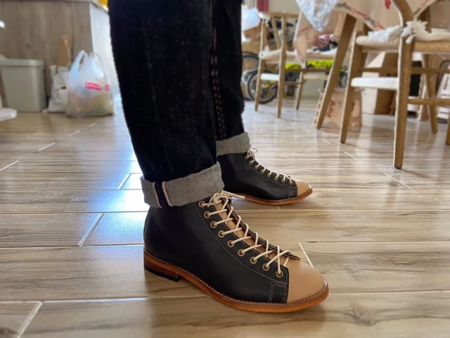 Vintage Fashion Style - ハイツーリングブーツメンズグッドイヤーウェルトヴィンテージブーツメンズレトロシューズチェルシーファッショントレンドドレスブラックデザートブーツメンズ