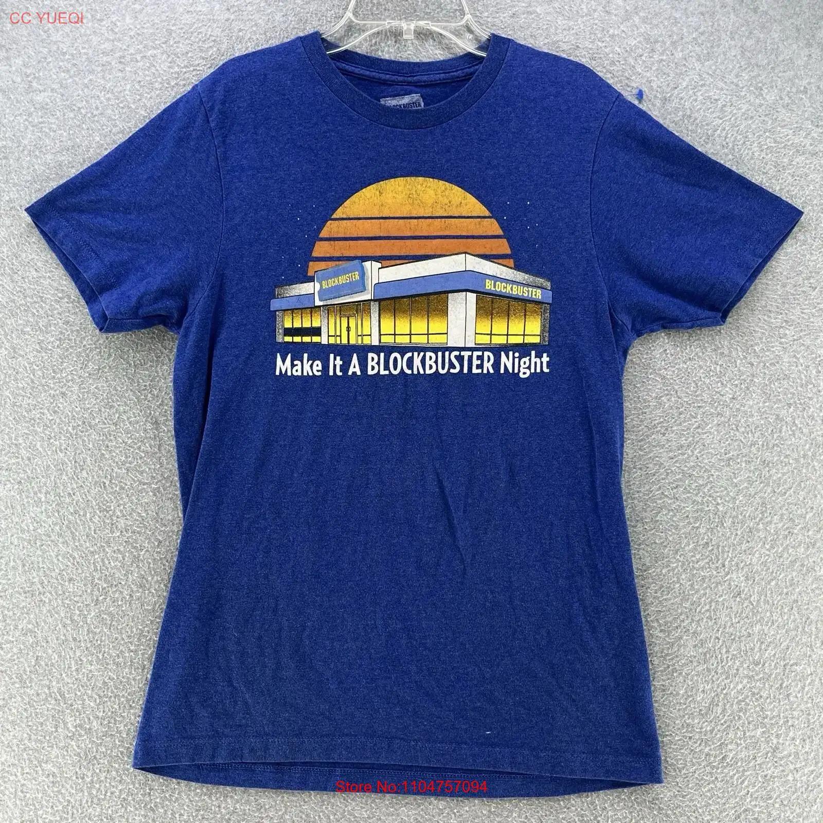 Vintage Fashion Rental - ブロックバスター メンズ Tシャツ Sサイズ ブルー カミサ