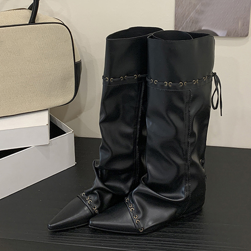 Liyke ファッションデザイン巾着レースアップニーハイブー - Vintage Fashion Style のレビューと価格