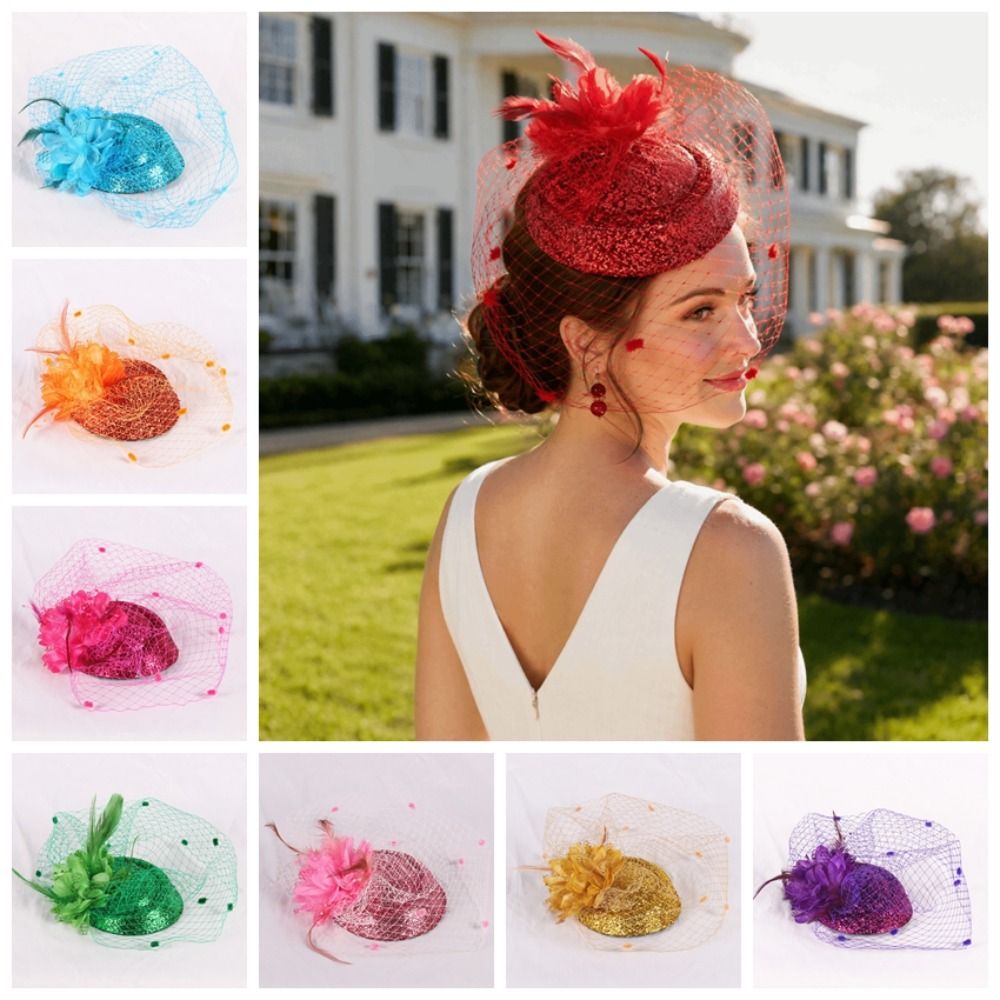 ファッションポリエステルブライダルフローラルベールフラワーフ - Vintage Fashion Hats のレビューと価格