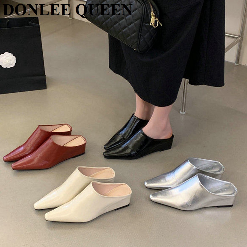 女性ファッションクローズトゥミュールスリッパ女性スクエアトゥ - Vintage Fashion Female のレビューと価格