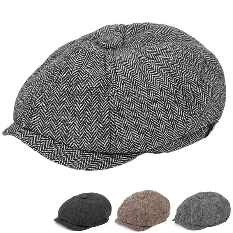 メンズコットン製八角形ニュースボーイキャップ、ヴィンテージフ - Vintage Fashion Hats のレビューと価格