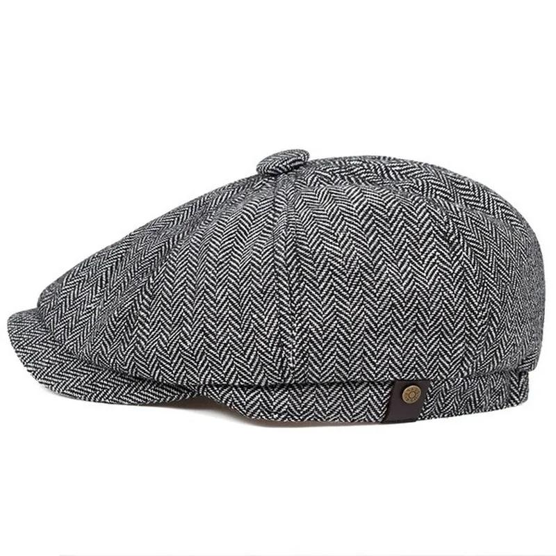 メンズコットン製八角形ニュースボーイキャップ、ヴィンテージフ - Vintage Fashion Hats のレビューと価格