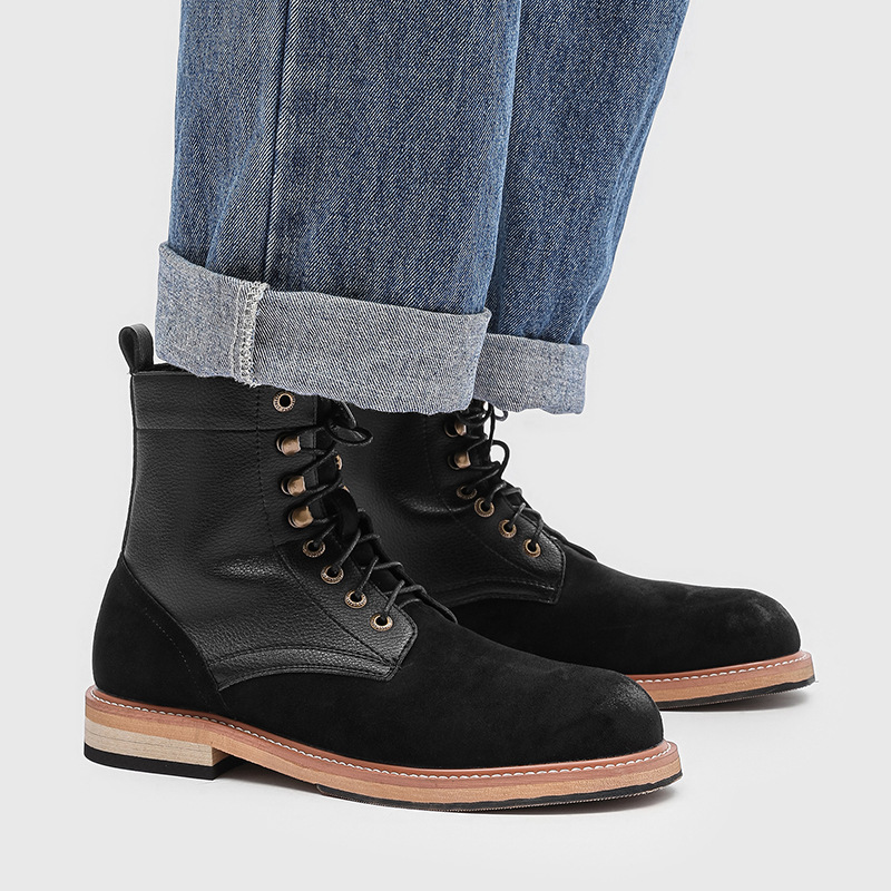 英国風メンズファッションオリジナルレザーブーツ、黒と茶色の靴 - Vintage Fashion Style のレビューと価格