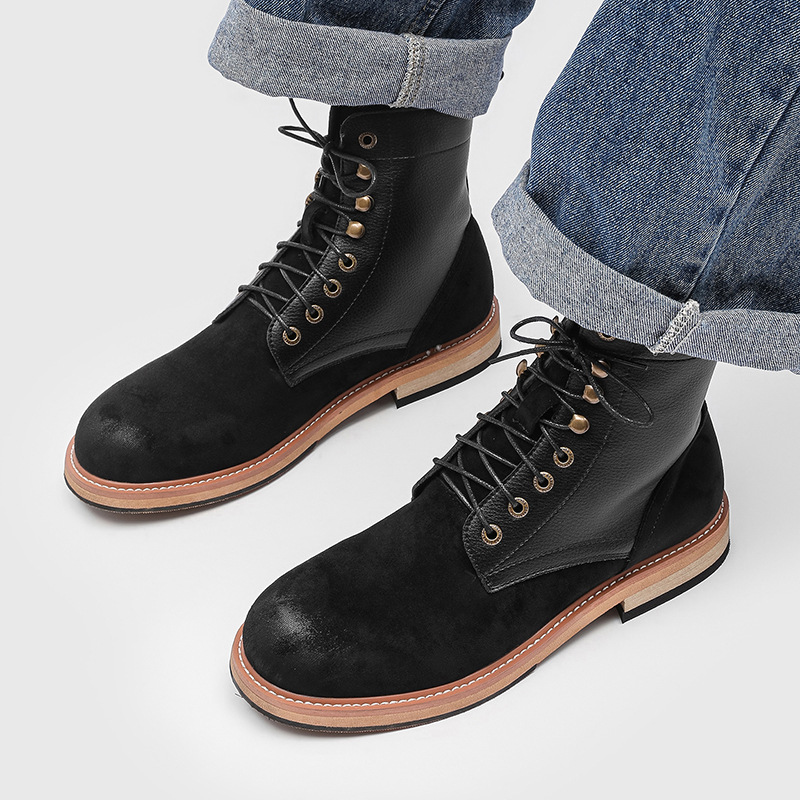 英国風メンズファッションオリジナルレザーブーツ、黒と茶色の靴 - Vintage Fashion Style のレビューと価格