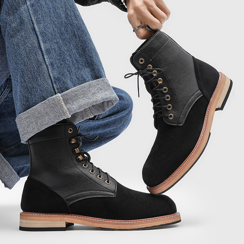 英国風メンズファッションオリジナルレザーブーツ、黒と茶色の靴 - Vintage Fashion Style のレビューと価格